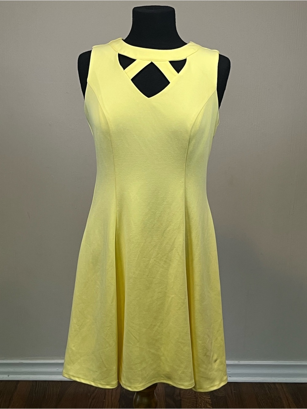 ALYX Yellow Fit & Flare Cutout Neck Dress Size 6
